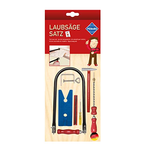 Pebaro 935 Laubsäge-Starter-Set, 13 Teile, komplettes Set für Laubsägearbeiten, mit Laubsägebogen made in Germany, Laubsägen, Basteln mit Holz, Bastelset, Geschenkidee für Kinder von Pebaro