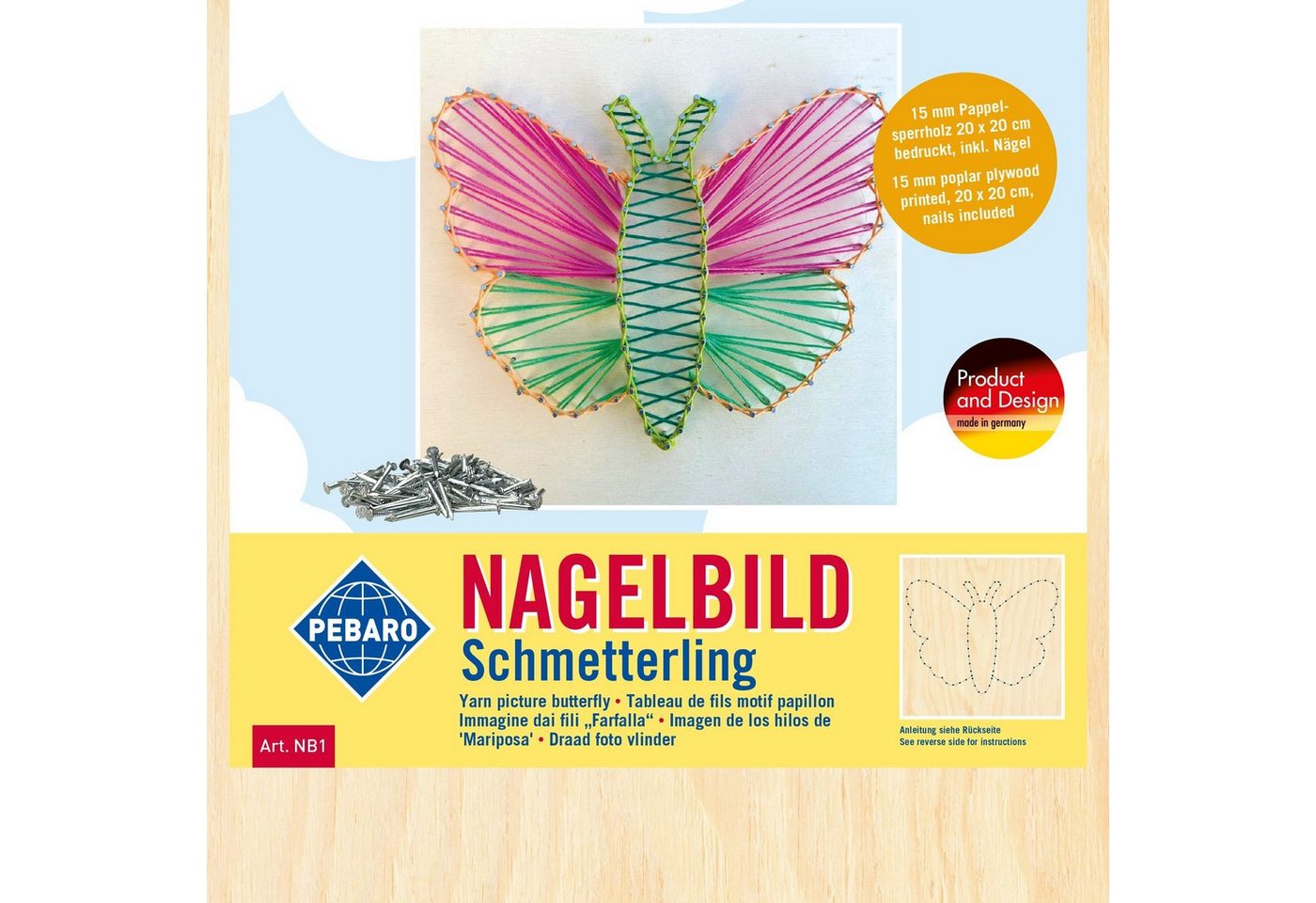 Pebaro Bastelnaturmaterial Nagelbild Schmetterling von Pebaro