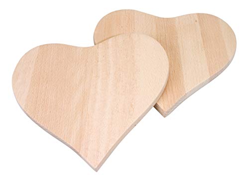 Pebaro FRUE2 Frühstücksbrettchen Natur belassen Herzform 19 x 18 x 1 cm, 2 St., aus Holz, Zubehör Brandmalen, Pyrographie, zum Verzieren mit Brandmaler, Brandmalkolben, Holzbrenner, Basteln mit Holz von Pebaro