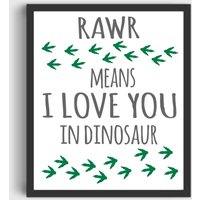 Rawr Bedeutet, Dass Ich Dich Im Dinosaurier-Druck Liebe von PebblesPetalsPrints
