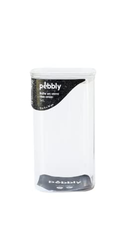 Pebbly QUADRATISCHER GLASBEHÄLTER MIT GLASDECKEL - 1,4L von Pebbly