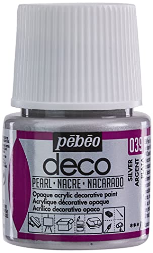 Pébéo 285039 Dekoacrylfarbe, Matt, 45 ml, Silberfarben, 1 Flasche von Pébéo