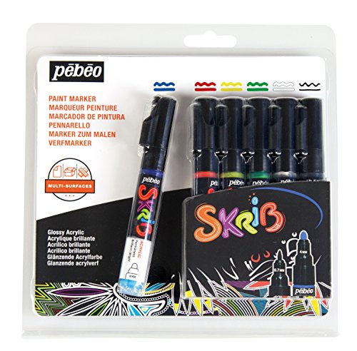 Pébéo 371103 Set skrib Paint 6 Marker Acryl Malerei Mehrfarbig 18,3 x 2,1 x 18,1 cm von Pébéo