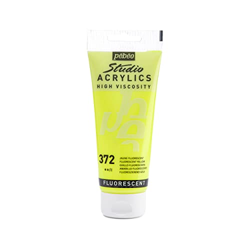 Pébéo - Acrylic Fine Studio Acrylics - Acrylfarbe für Künstler - Farbe für Profis und Anfänger - Leuchtende und pigmentierte Farbe - Fluoreszierendes Gelb - 100 ml von PEBEO