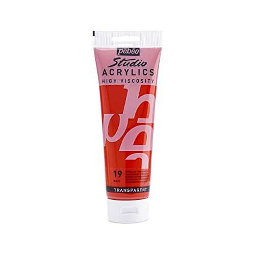 Pébéo - Acrylic Fine Studio Acrylics - Acrylfarbe für Künstler - Farbe für Profis und Anfänger - Leuchtende und pigmentierte Farbe - Zinnoberrot Transparent - 250 ml von Pébéo