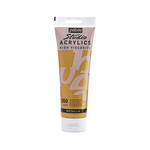 Pébéo - Acrylic Fine Studio Acrylics - Acrylfarbe für Künstler - Farbe für Profis und Anfänger - Leuchtende und pigmentierte Farbe - Reiches Gold - 250 ml von PEBEO
