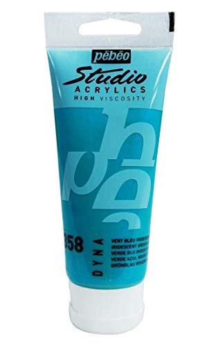 Pebeo Acrylfarbe, Tube Grün/Blau, Irisierend, 100 ml, 3 Stück von Pébéo