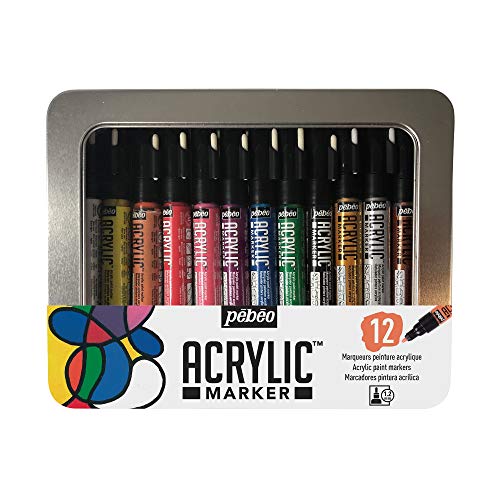 Pébéo Acrylic Marker Set 12 Acryl Marker auf Wasserbasis, Permanent Einfache Anwendung, Schnell Trocknend Spitze für viele Techniken Metalldose 201500 Sortiert 12X1.2MM Pébéo Acrylic Marker Set 12 Acryl Marker auf Wasserbasis, Permanent Einfache Anwendung, Schnell Trocknend Spitze für viele Techniken Metalldose 201500 Sortiert 12X1.2MM von PEBEO