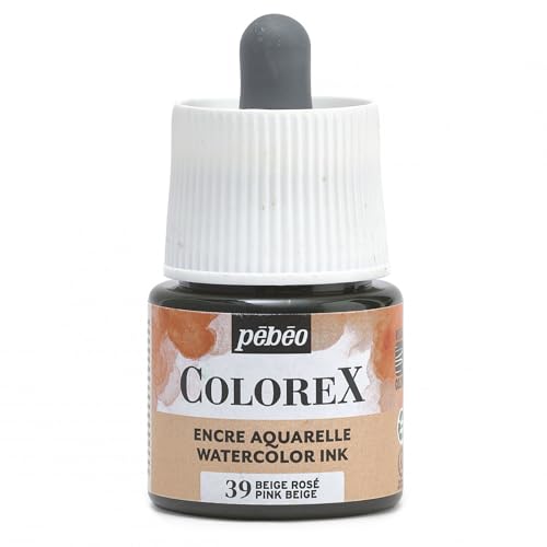 Pébéo - Colorex Tinte, 45 ml, Beige Rosé, Colorex Aquarell Pébéo – Beigefarbene Tinte, samtige Rendering, Multitool-Tinte, für alle Untergründe – 45 ml – Beige Rosé von Pébéo