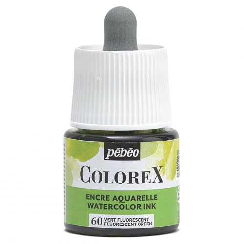 Pébéo - Colorex Tinte, 45 ml, Neongrün – Colorex Tinte Aquarell Pebeo – Neon-Tinte, samtige Rendering, Multiwerkzeug, für alle Untergründe – 45 ml – Neongrün von Pébéo