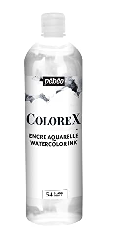 Pébéo - Colorex Tinte 250 ML Weiß - Colorex Aquarell Tinte Pébéo - Weiß Tinte mit samtigem Finish - Zeichentusche Multi-Tool Alle Medien - 250 ML - Weiß von Pébéo
