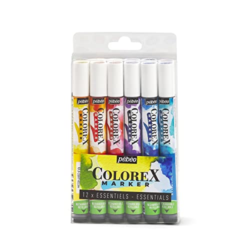 PEBEO Colorex Tintenmarker, 12 Stück, Colorex Aquarell-Tinte, Primärfarben, samtweich, für alle Medien, Marker, weitere Farben PEBEO Colorex Tintenmarker, 12 Stück, Colorex Aquarell-Tinte, Primärfarben, samtweich, für alle Medien, Marker, weitere Farben von PEBEO