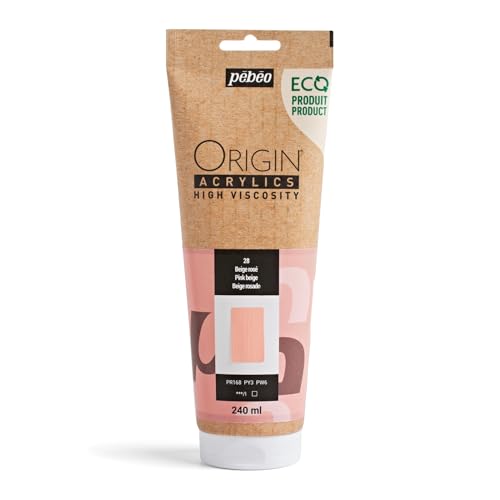 Pébéo - Origin Acrylics 240 ml - Öko-Acrylfarbe - Hohe Viskosität - Matte Oberfläche - Bindemittel 100% recycelt - 96% Rohstoffe aus Europa - Rosa Beige von PEBEO