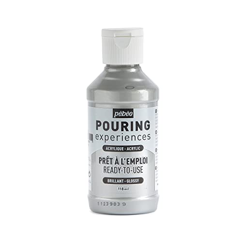 Pébéo Pouring Experiences Acrylfarbe zum Gießen-Gebrauchsfertig und Vorgemischt-Ideal für Fluid Art, acryl, Silber, 118 ml, 118 Milliliter von Pébéo