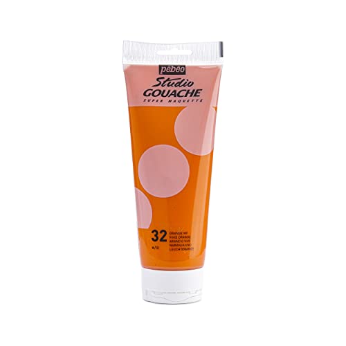 Pébéo - Studio Gouache 220 ml - Professionelle Gouache-Farbe, Gouache-Farben, deckende und pigmentierte Gouache-Malfarben - Lebendiges Orange - 220 ml von Pébéo