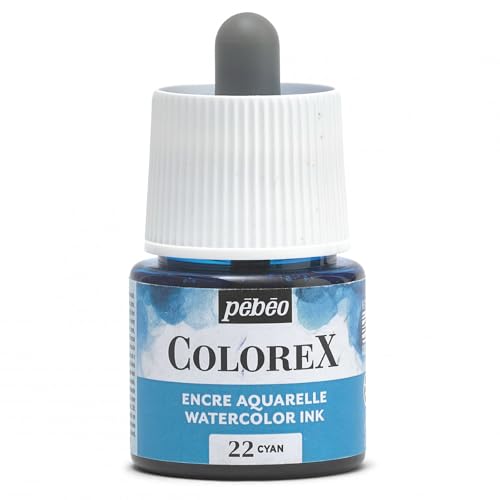 Pébéo - Tinte Colorex 45 ml Cyan – Colorex Tinte Aquarell Pebeo – Tinte blau samtig – Maltinte Multitool für alle Untergründe – 45 ml – Cyan von Pébéo