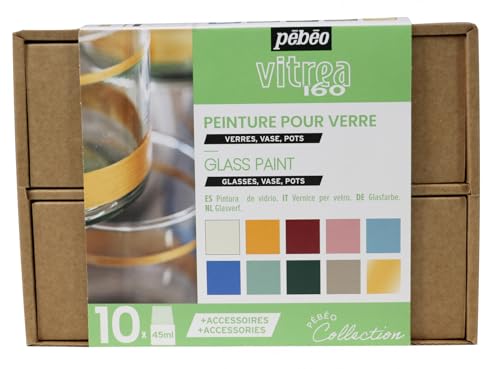 Pébéo Vitrea 160 Collection Box-Glasmalerei Set Nr. 2-10 x 45 Flaschen Verschiedene Glasmalfarben + 1 x 20 ml Tube Relief Paste Gold + Zubehör + Kreativer Ratgeber, Farbsortiment, 450 milliliter Pébéo Vitrea 160 Collection Box-Glasmalerei Set Nr. 2-10 x 45 Flaschen Verschiedene Glasmalfarben + 1 x 20 ml Tube Relief Paste Gold + Zubehör + Kreativer Ratgeber, Farbsortiment, 450 milliliter von Pébéo