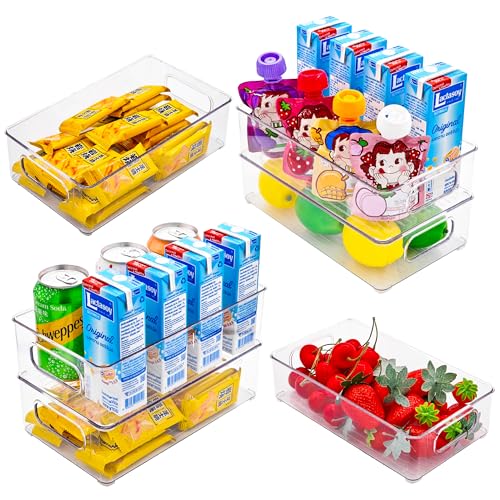 Pecewlos Kühlschrank Organizer 6er Set, Küche Aufbewahrungsbox & Organisation, Stapelbare Fridge Organizer Box, Kitchen BPA Frei Storage Ideal für Küchen, Kühlschrank, Schränke von Pecewlos