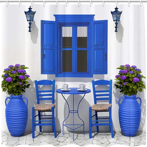 Pechiwuo 3D Duschvorhang 180x200 Griechenland Shower Curtains Griechenland Duschvorhang Polyester Textil Antischimmel Wasserdicht Duschvorhänge für Badezimmer Badewannen mit Haken a1390 von Pechiwuo