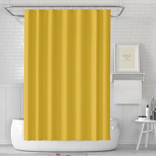Pechiwuo 3D Duschvorhang 200x200 Gelb Shower Curtains Gelb Duschvorhang Polyester Textil Antischimmel Wasserdicht Duschvorhänge für Badezimmer Badewannen mit Haken 4268b von Pechiwuo