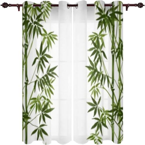 Pechiwuo Bambus Vorhänge 3D Drucken Gardinen Wohnzimmer Anlage Verdunkelungsvorhänge 2er Set, Vorhang Blickdicht Wärmeisolierend Gardine mit Ösen Schlafzimmer Deko 2 x 75 x 166 cm（B X H） C739 von Pechiwuo