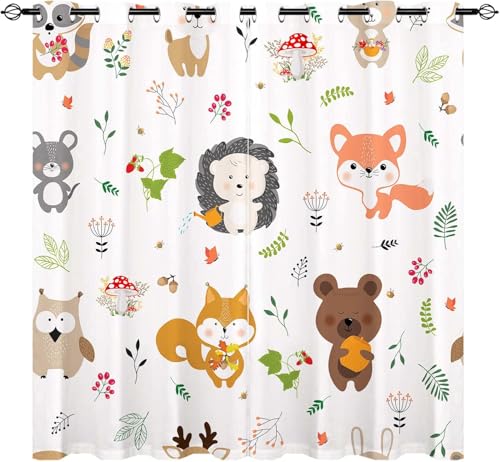 Pechiwuo Eichhörnchen Vorhänge 3D Drucken Gardinen Wohnzimmer Fuchs Verdunkelungsvorhänge 2er Set, Vorhang Blickdicht Wärmeisolierend Gardine mit Ösen Schlafzimmer Deko 2 x 110 x 215 cm（B X H） F957 von Pechiwuo