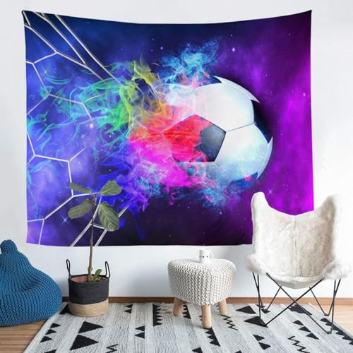 Pechiwuo Fußball Wandteppich Bunt Wandbehang Fußball Wandtuch Aesthetic mit Muster Wandteppiche 3D Tapisserie Tapestry für Schlafzimmer Wohnzimmer Wohnheim Deko 150 x 130 cm F1533 von Pechiwuo
