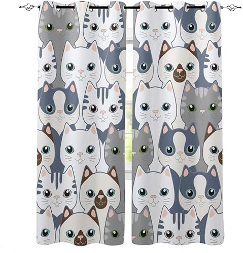 Pechiwuo Katze Vorhänge 3D Drucken Gardinen Wohnzimmer Interessant Verdunkelungsvorhänge 2er Set, Vorhang Blickdicht Wärmeisolierend Gardine mit Ösen Schlafzimmer Deko 2 x 60 x 150 cm（B X H） C1202 von Pechiwuo