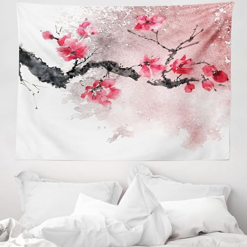 Pechiwuo Kirschblüten Wandteppich Japan Wandbehang Japan Wandtuch Aesthetic mit Muster Wandteppiche 3D Tapisserie Tapestry für Schlafzimmer Wohnzimmer Wohnheim Deko 200 x 180 cm D396 von Pechiwuo