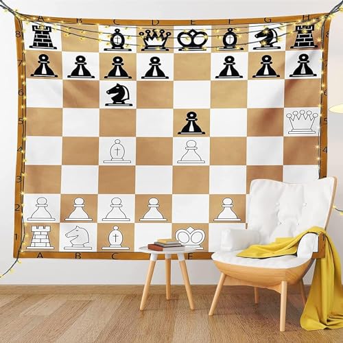 Pechiwuo Schachbrett Wandteppich Schach Wandbehang Schach Wandtuch Aesthetic mit Muster Wandteppiche 3D Tapisserie Tapestry für Schlafzimmer Wohnzimmer Wohnheim Deko 200 x 180 cm D2446 von Pechiwuo
