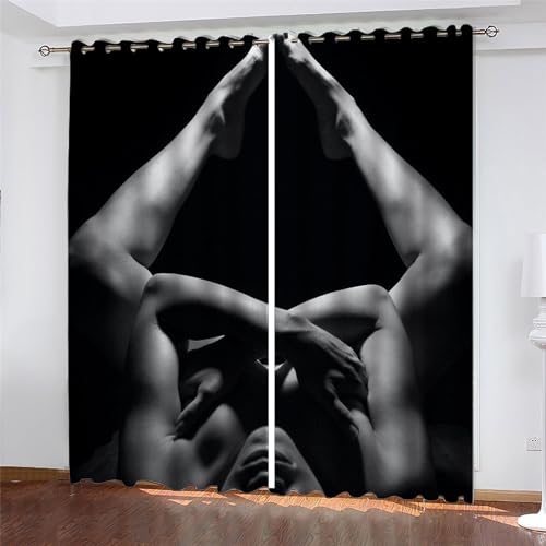 Pechiwuo Sexy Schönheit Gardinen Wohnzimmer Vorhänge 3D Drucken Verdunkelungsvorhänge 2er Set, Sexy Nackt Vorhang Blickdicht Ösen Wärmeisolierend Gardine Schlafzimmer Deko 2 x 75 x 166 cm（B X H） A339 von Pechiwuo
