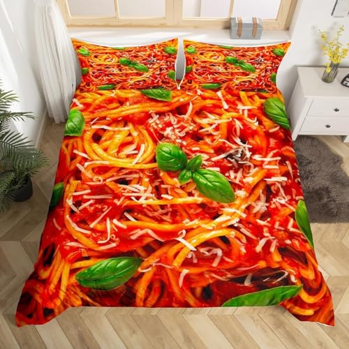 Pechiwuo Spaghetti Bettwäsche 135x200 Weich Kuschelige Mikrofaser 3D Druck Nudel Bettwäsche-Sets Bettbezug und 2 Kissenbezug 80x80 cm mit Reißverschluss A-2668 von Pechiwuo