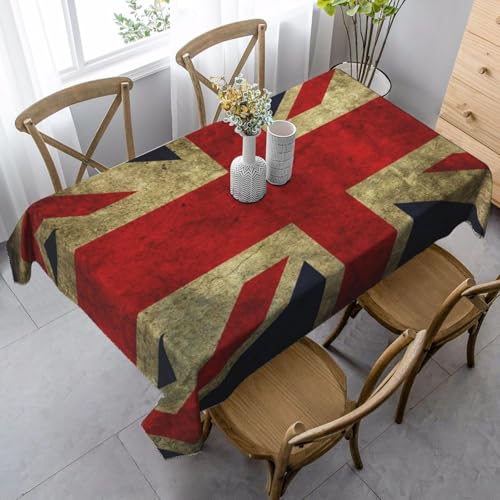 Pechiwuo Tischdecke Outdoor Britische Flagge Wetterfest Tischdecke Abwaschbar 3D Britische Flagge Tischdecken Polyester Wasserdicht Tischwäsche für Garten Küche Party Biertisch, 140x140 cm 311p von Pechiwuo