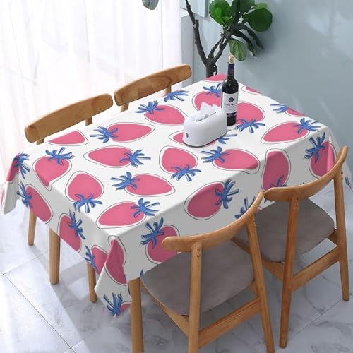Pechiwuo Tischdecke Outdoor Erdbeere Wetterfest Tischdecke Abwaschbar 3D Erdbeere Tischdecken Polyester Wasserdicht Tischwäsche für Garten Küche Party Biertisch, 140x140 cm 5189v von Pechiwuo
