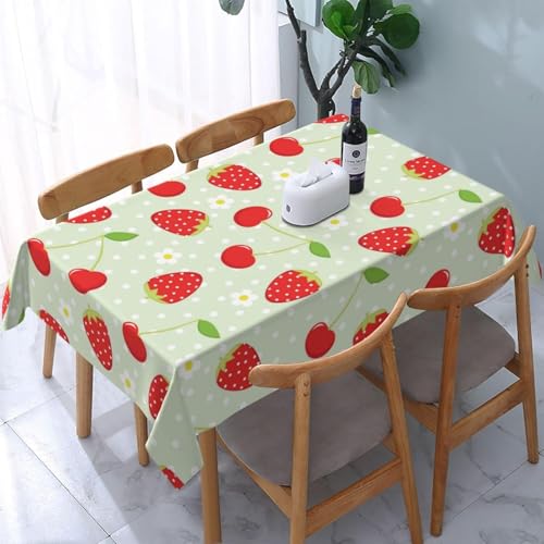 Pechiwuo Tischdecke Outdoor Erdbeere Wetterfest Tischdecke Abwaschbar 3D Punktmuster Tischdecken Polyester Wasserdicht Tischwäsche für Küche Garten Party Biertisch, 100x100 cm 4493v von Pechiwuo