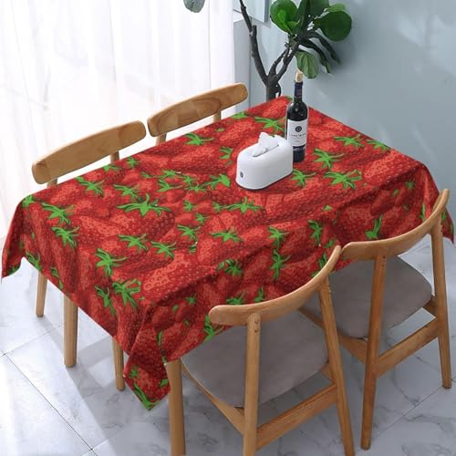 Pechiwuo Tischdecke Outdoor Erdbeere Wetterfest Tischdecke Abwaschbar 3D Rote Früchte Tischdecken Polyester Wasserdicht Tischwäsche für Küche Garten Party Biertisch, 100x100 cm 4538v von Pechiwuo