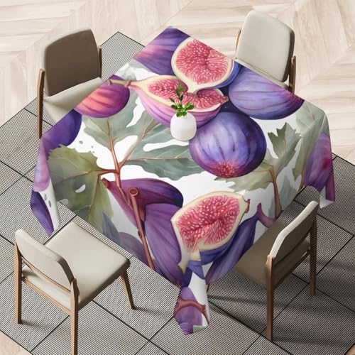 Pechiwuo Tischdecke Outdoor Feigen Wetterfest Tischdecke Abwaschbar 3D Früchte Tischdecken Polyester Wasserdicht Tischwäsche für Garten Küche Party Biertisch, 140x140 cm 3758v von Pechiwuo