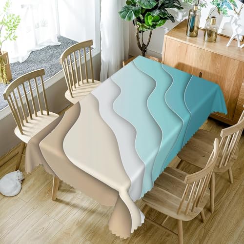Pechiwuo Tischdecke Outdoor Geometrie Wetterfest Tischdecke Abwaschbar 3D Linie Tischdecken Polyester Wasserdicht Tischwäsche für Garten Küche Party Biertisch, 140x140 cm 4586v von Pechiwuo