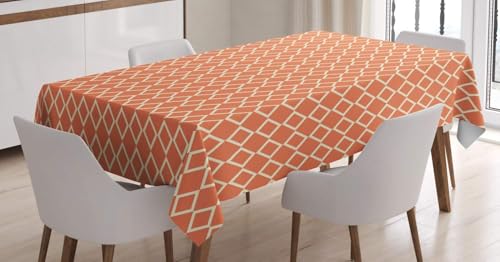 Pechiwuo Tischdecke Outdoor Geometrie Wetterfest Tischdecke Abwaschbar 3D Orange Kariert Tischdecken Polyester Wasserdicht Tischwäsche für Küche Garten Party Biertisch, 100x100 cm 4862v von Pechiwuo