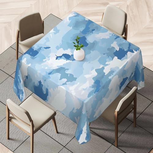 Pechiwuo Tischdecke Outdoor Geometrie Wetterfest Tischdecke Abwaschbar 3D Tarnmuster Tischdecken Polyester Wasserdicht Tischwäsche für Garten Küche Party Biertisch, 140x140 cm 4298v von Pechiwuo