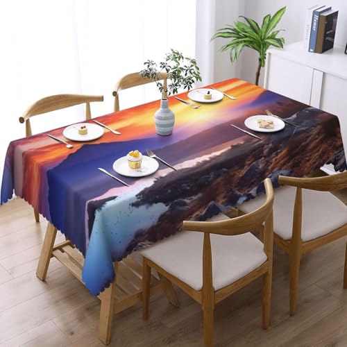 Pechiwuo Tischdecke Outdoor Landschaft Wetterfest Tischdecke Abwaschbar 3D Landschaft Tischdecken Polyester Wasserdicht Tischwäsche für Küche Garten Party Biertisch, 140x200 cm 5280v von Pechiwuo