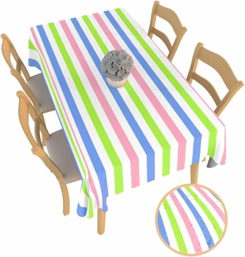 Pechiwuo Tischdecke Outdoor Streifen Wetterfest Tischdecke Abwaschbar 3D Streifen Tischdecken Polyester Wasserdicht Tischwäsche für Garten Küche Picknick Party, 130x160 cm 4387v von Pechiwuo