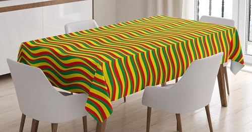 Pechiwuo Tischdecke Outdoor Wellenstreifen Wetterfest Tischdecke Abwaschbar 3D Geometrie Tischdecken Polyester Wasserdicht Tischwäsche für Küche Garten Party Biertisch, 100x100 cm 4556v von Pechiwuo