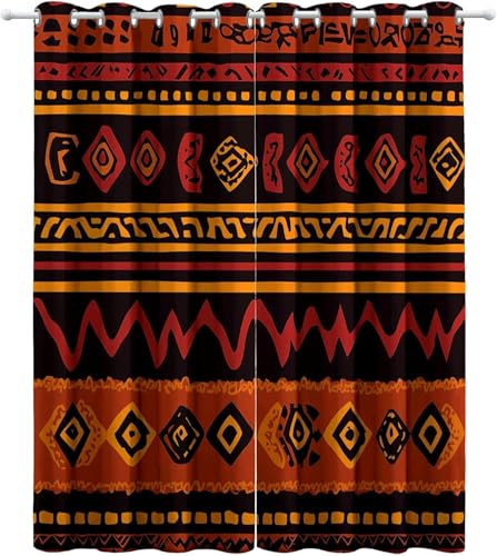 Pechiwuo Vorhänge 3D Afrika Gardinen Wohnzimmer Stamm verdunklungsvorhänge 2er Set Blackout Curtain Vorhang mit ösen lärmschutzvorhang für Schlafzimmer kinderzimmer 2 x 110 x 215 cm（B X H） X5 von Pechiwuo