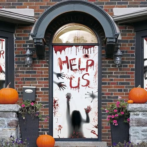 Türtapete Selbstklebend 85 x 200 cm Halloween Türaufkleber Blutflecken Türposter PVC Wandaufkleber Wasserdichte Fototapete Türfolie Poster Tapete Türbild Für Türwand Dekoration A241 von Pechiwuo