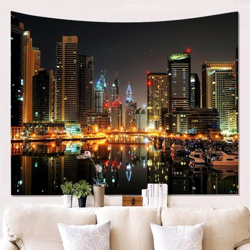 Wandteppich New York Wandbehang Wandtuch 3D Moderne Stadt Wandteppiche Groß 260 x 240 cm Architektur Wandteppiche Aesthetic Tapestry Für Wohnzimmer Schlafzimmer Wohnheim Wanddeko B2130 von Pechiwuo