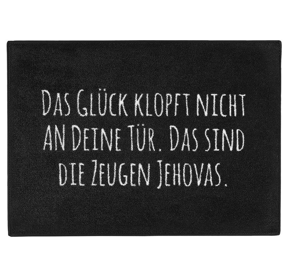 Fußmatte Das Glück klopft nicht an Deine Tür", Pechkeks, rechteckig, 70 x 50 cm, rutschfest, waschbar, schwarzer, Humor, Türmatte" von Pechkeks