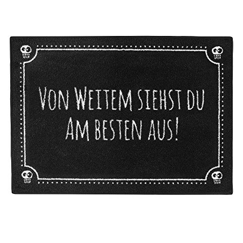 Pechkeks Fußmatte mit Spruch „Von weitem siehst du am besten aus! “ (Größe 70x50cm; rutschfest, waschbar, schwarz) von Pechkeks