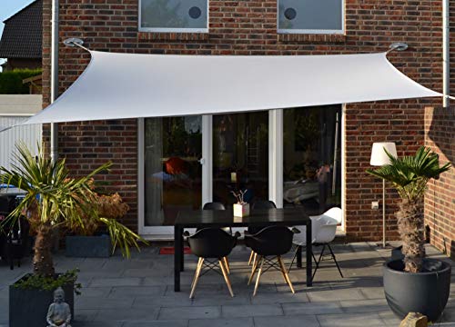 Floracord 06-77-07-47 Vierecksonnensegel mit Regenschutz 3 x 4 m inklusive Zubehör mit dauerelastischen Spanngurten, silbergrau, Grau von Floracord