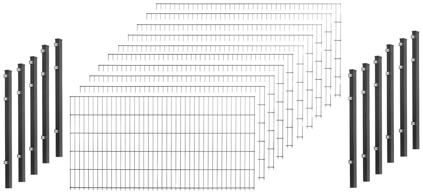 Peddy Shield Doppelstabmattenzaun, (Set), 83 cm hoch, 10 Matten für 20 m Zaun, mit 11 Pfosten von Peddy Shield